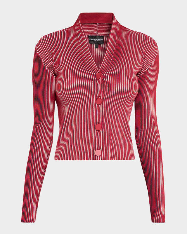 Striped Rib Knit Cardigan